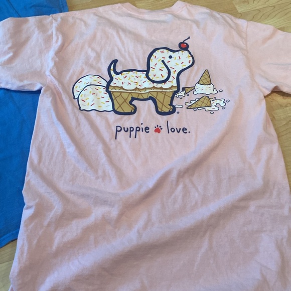 Lot of 2 Womens Puppie Love short sleeve t-shirts Pink ice cream, Blue Pineapple - Picture 5 of 9